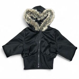 Black Faux Fur Hooded Jacket